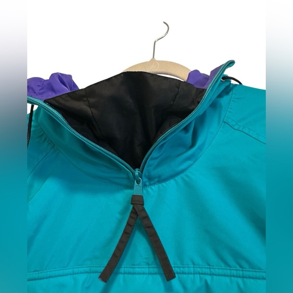 LIKE NEW VINTAGE Columbia Radial Sleeve Pullover Jacket Teal 1/4 Zip Windbreaker - Picture 8 of 15